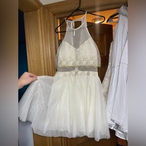 White and Gold Short Formal Dress